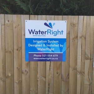 WaterRight sign on wooden fence